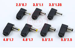 Перехідник DC 2.5x0.7mm (тато) під паяння, штекер 90°