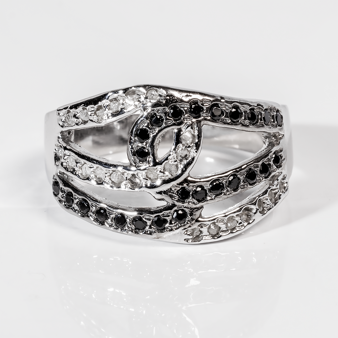 Кільце з діамантом і цирконом, 1520КА, фото 1