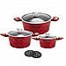 Набір посуду Edenberg з мармуровим антипригарним покриттям 6 предметів з литого алюмінію Червоний (EB-7421), фото 2