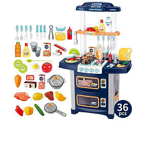 Велика дитяча кухня (86-54-32см) плита з підсвічуванням і звуками, мийка-ллється вода, посуд, продукти