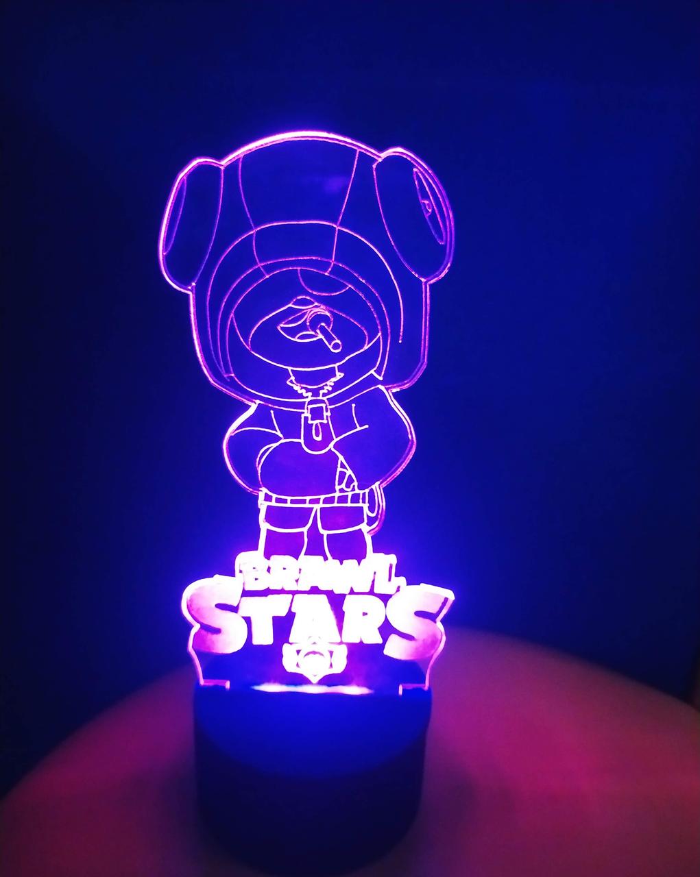 3d-світильник Леон з чупіком, 3д-нічник, кілька підсвічувань (на пульті), фото 1