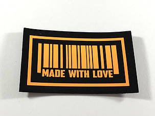 Нашивка Штрихкод Made with Love жовтогаряча 75х45 мм, фото 2