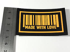Нашивка Штрихкод Made with Love жовтогаряча 75х45 мм, фото 3