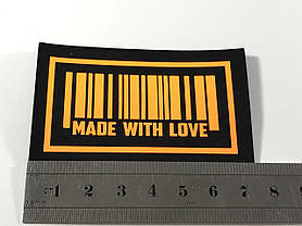 Нашивка Штрихкод Made with Love жовтогаряча 75х45 мм, фото 4