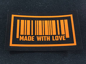 Нашивка Штрихкод Made with Love жовтогаряча 75х45 мм, фото 1