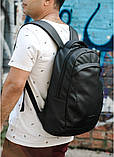 Стильный мужской черный рюкзак классика городской, повседневный матовая эко-кожа - качественный кожзам, фото 3