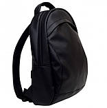 Качественный мужской рюкзак черный городской, для ноутбука 15,6 матовая эко кожа, фото 2