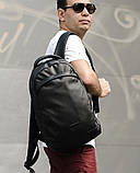 Качественный мужской рюкзак черный городской, для ноутбука 15,6 матовая эко кожа, фото 9