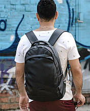 Качественный мужской рюкзак черный городской, для ноутбука 15,6 матовая эко кожа