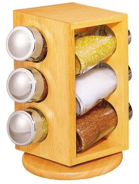 Набір для спецій на підставці Stenson Woody MS-0369, 7 предметів, фото 1