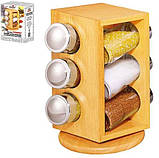 Набір для спецій на підставці Stenson Woody MS-0369, 7 предметів, фото 2