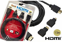 Кабель Hdmi 1.5 м (3 в 1) +2шт переходника в комплекте micro/mini hdmi