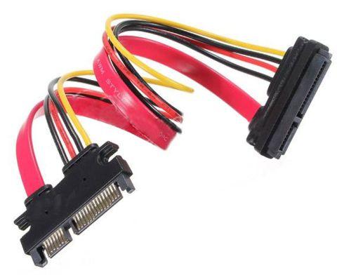 Кабель подовжувач 30/50см 22-pin (7+15) SATA Male to Female DATA/Power, фото 1