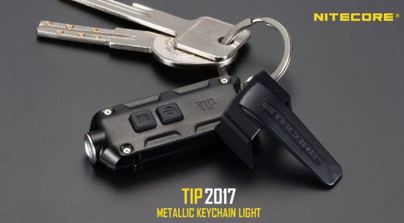 ОРИГІНАЛ Ліхтар-наключник Nitecore TIP сталь з кліпсою чорний на ключі, фото 1