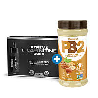 Жиросжигатель Prozis Xtreme L-Carnitine 3000 ampules, 20х10 мл + PB2 Powdered Peanut Butter, 184 грамм, SALE