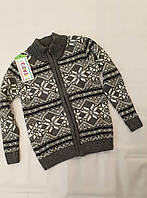 Кофта в'язана для дівчаток 6-7 років Сніжинки сіра