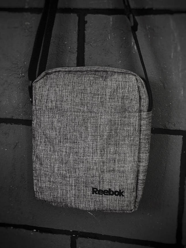 Барсетка Чоловіча Reebok рібок сіра з чорним логотипом, фото 2