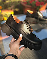 Закрытые кожаные женские туфли на платформе весна осень повседневные черные 40 размер M.KraFVT C-117 2020