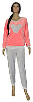 Піжама махрова підліткова для дівчинки 20032 Girl Мінні Маус вельсофт Рожева із сірим
