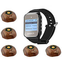 Система виклику офіціанта RECS №15 | кнопки виклику офіціанта 5 шт + пейджер офіціанта