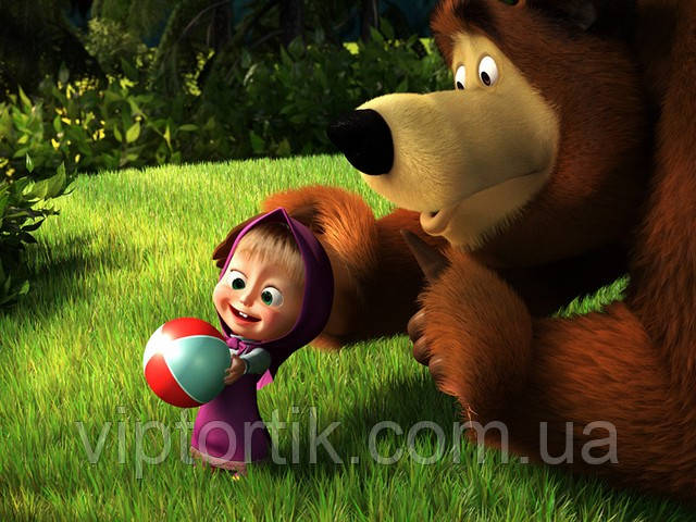 Друк їстівного фото Формат А4 Вафельний папір Маша з м'ячем - фото 1 - id-p14839559