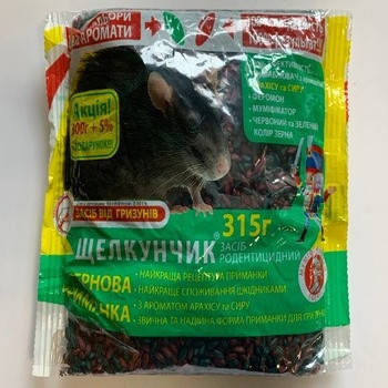 

Родентицид Щелкунчик зерно микс, 315 г — готовая к применению приманка для уничтожения крыс и мышей