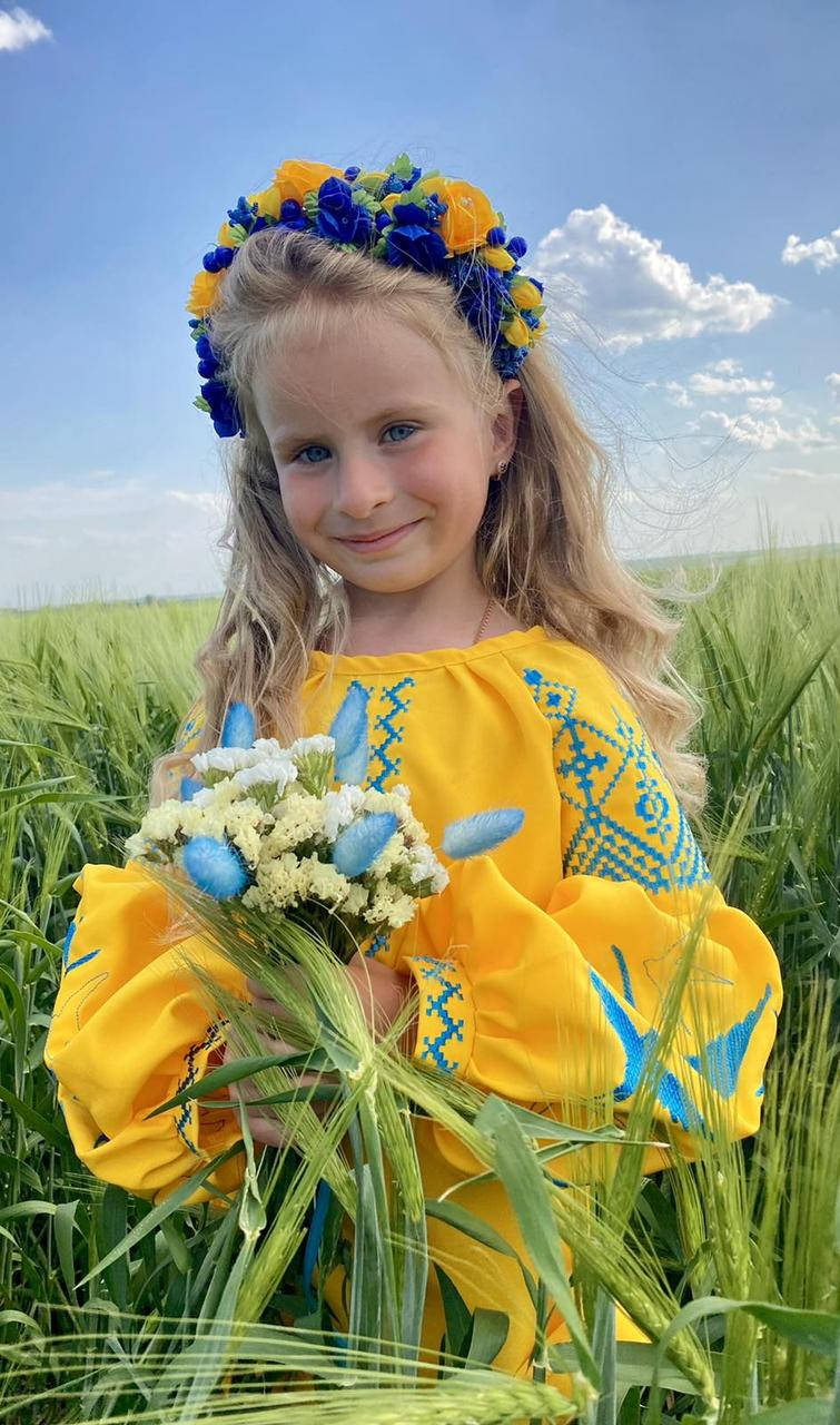 

Платье вышитое. Вышиванка платье детское желтое "Ластівки"