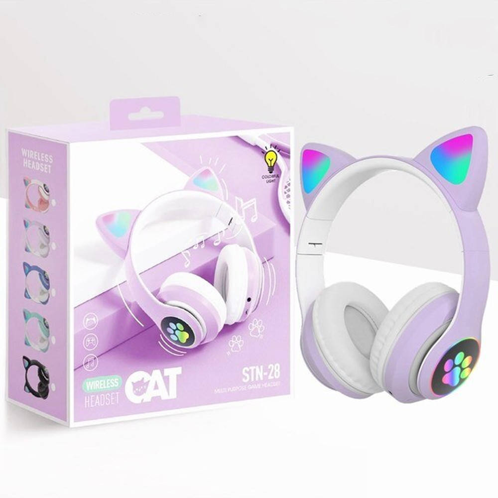 

Беспроводные наушники с кошачьими ушками и подсветкой Cat VZV-23M / Bluetooth наушники с микрофоном Фиолетовый