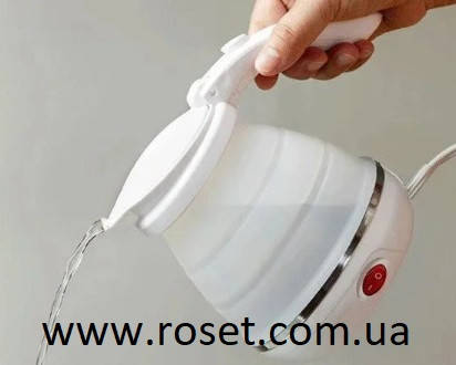 

Дорожный чайник силиконовый складной дисковый Eltctric Kettle wdl-09b (220v, 800w, 600мл, белый)