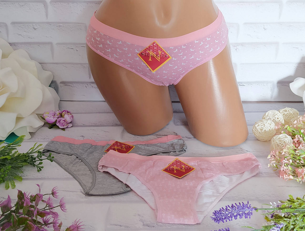 

Трусы женские 2XL- (р. 44-46) хлопок Nicoletta, Разные цвета