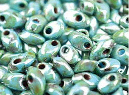 

Miyuki Long Magatama (LMA) 4 x 7 mm 4514L Picasso Seafoam Green Luster