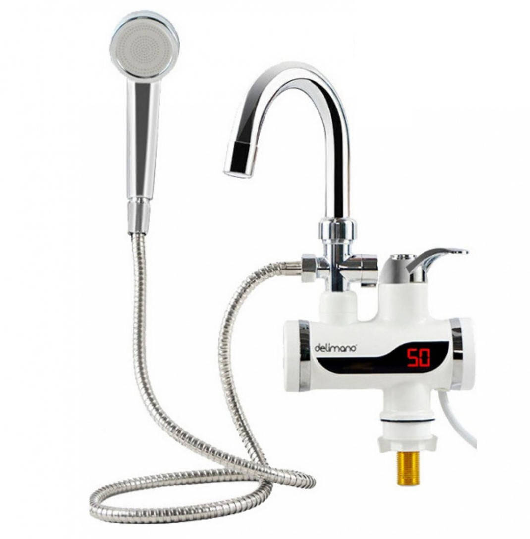 

Проточный водонагреватель Delimano c LCD экраном и душем Кран бойлер Делимано