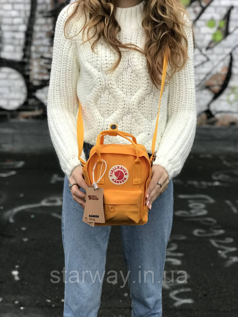 Жовта сумка Fjallraven Kanken <unk> світловідбивний логотип <unk> оригінальні бирки