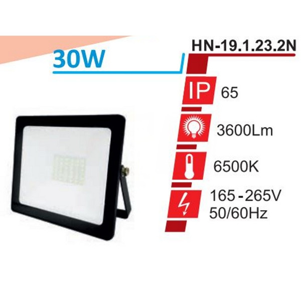 Прожектор RIGHT HAUSEN STANDARD LED 30W 6500K IP65 Чорний HN-191232