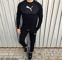 Костюм чоловічий світшот+штани лого Puma чорний осінь-весна (репліка)