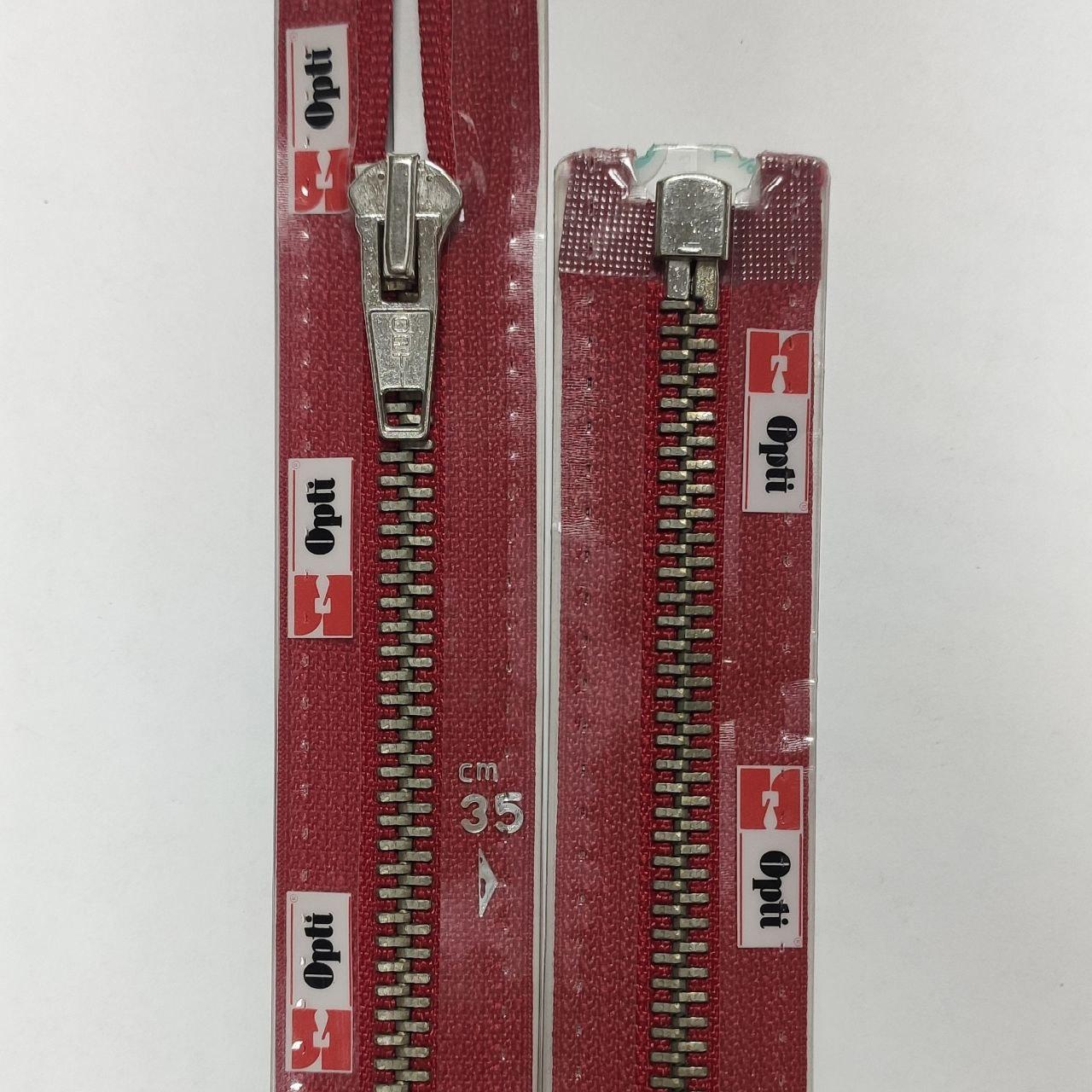 Металеві 5 роз'ємні блискавки OPTI 80 см з автоматичним фіксатором, колір Червоний, фото 1