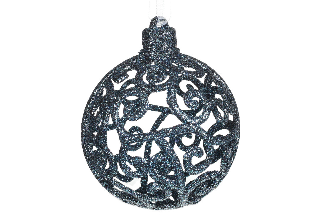 Ялинковий шар Ажур 8см, 30 шт, колір - синій