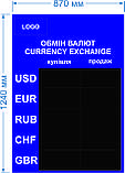 Електронне табло обміну валют (червоні модулі) — 5 валют 870х1240 мм, фото 2