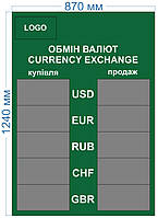 Электронное табло обмена валют(красные модули) - 5 валют 870х1240мм