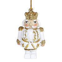 Елочная подвеска-игрушка "Щелкунчик" из полистоуна набор 24 шт, новогодний праздничный декор Белый с золотом
