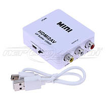 Конвертер HDMI to AV (RCA) + Audio, харчування mini USB, фото 3