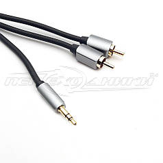 Аудіокабель jack 3.5 mm to 2RCA,преміум, 1.8 м