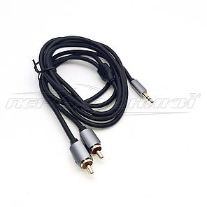 Аудіокабель jack 3.5 mm to 2RCA,преміум, 1.8 м, фото 2