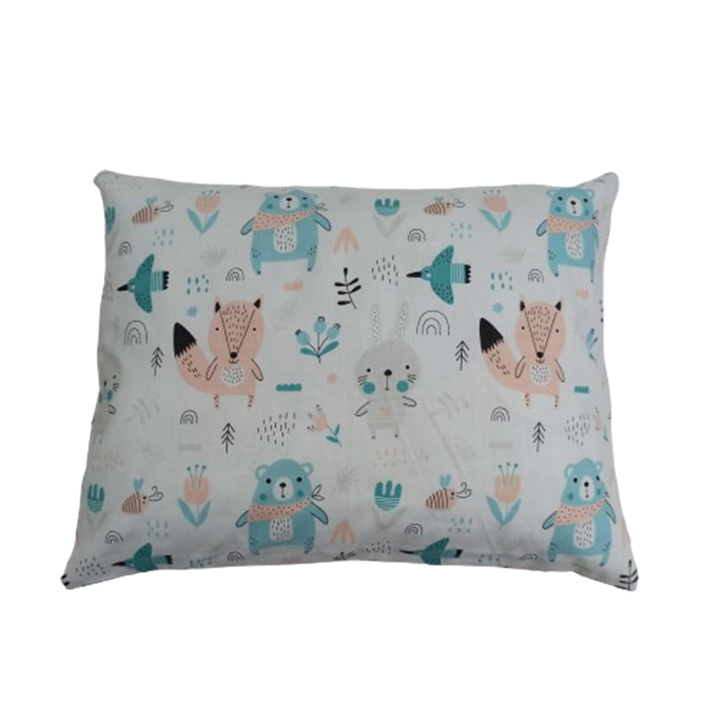 Наволочка, 45*35 см, (бавовна), (бірюзові ведмедики на білому)