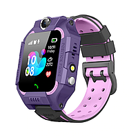 Детские смарт-часы с GPS, SIM-картой, кнопкой SOS, Камерой, Фонарик, Влагозащита Brave Q19F Фиолетовые