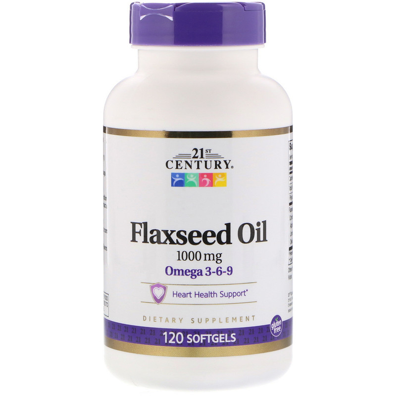 Лляна олія Flaxseed Oil 1000 мг 21st Century 120 капсул