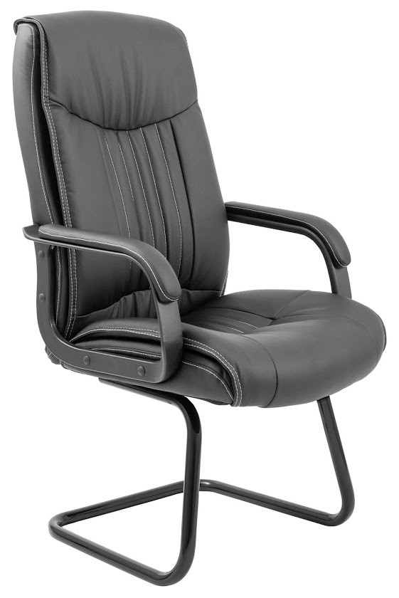 Конференц крісло на полозах чорного кольору для залу переговорів Франкфурт Ю комплектація чорний CF Richman, фото 1
