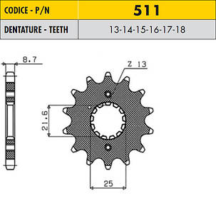 SUNSTAR 51115 Зірка передня 15 зубів ZZR400, GS, GSF, GSX, GSX-R, RF, RG, SV... аналог JTF513.15, фото 1