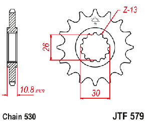 JTF579.17 Зірка передня 17 зубів JTF579 YAMAHA FJ, FZ1, FZS, MT-01, RD, RZ, XJR, YZF-R аналог SUNSTAR 51717, фото 3