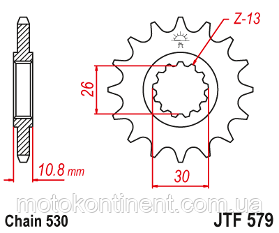 JTF579.18 Зірка передня 18 зубів JTF579 YAMAHA FJ, FZ1, FZS, MT-01, RD, RZ, XJR, YZF-R аналог SUNSTAR 51718, фото 1